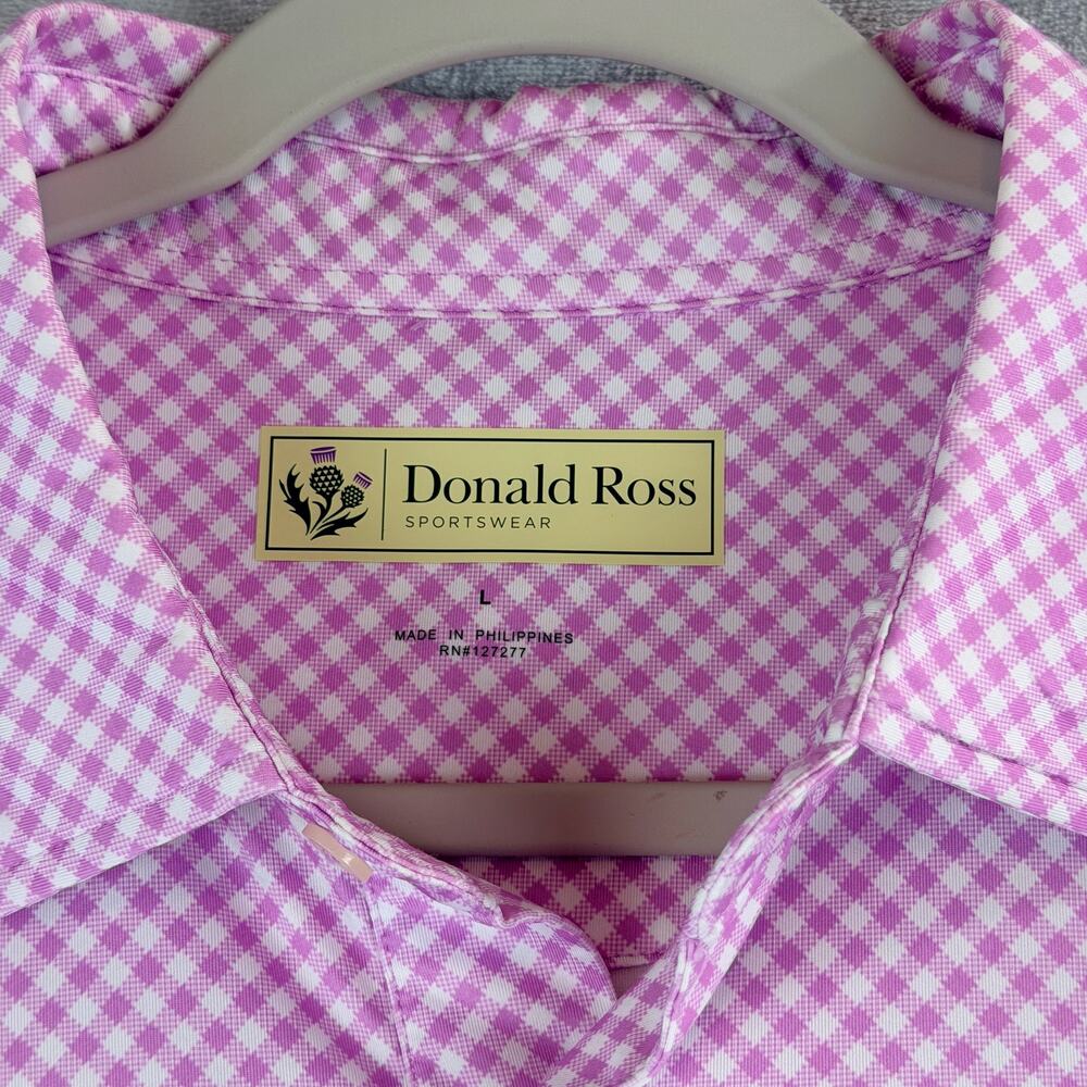 Donald Ross Mens Polo L Ross Performance Golf Pink Check - Picture 3 of 9